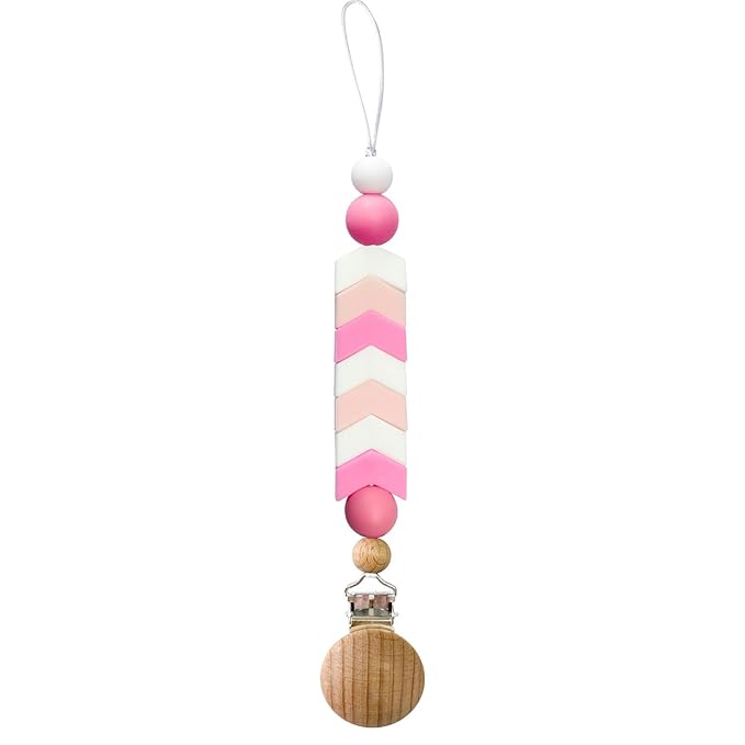 Silicone Pacifier Clips Baby Girl,Crib Pacifier Catcher Keeps Pacifiers, Teethers & Small Toys in Place-Pink