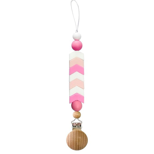 Silicone Pacifier Clips Baby Girl,Crib Pacifier Catcher Keeps Pacifiers, Teethers & Small Toys in Place-Pink