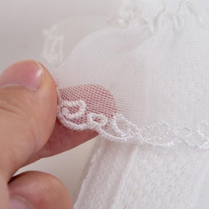 Baby Baptism Headband Lace Bow Headband Christening Headbands with Pearls TSFD30 (Headbad and Sock Set)
