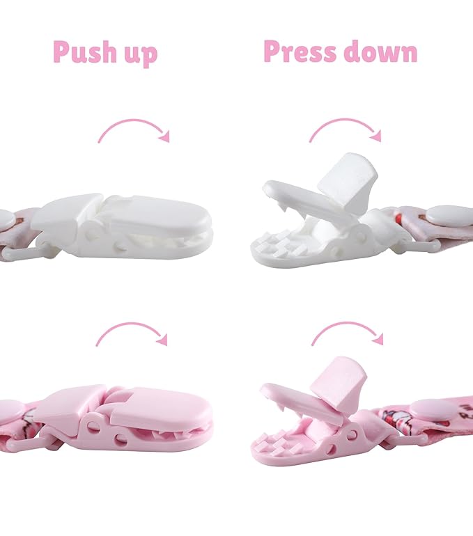CutiePlusU Adult Pacifier Clip Adult Size Anyard Holder Clips 2 Pack-Strawberry Pie
