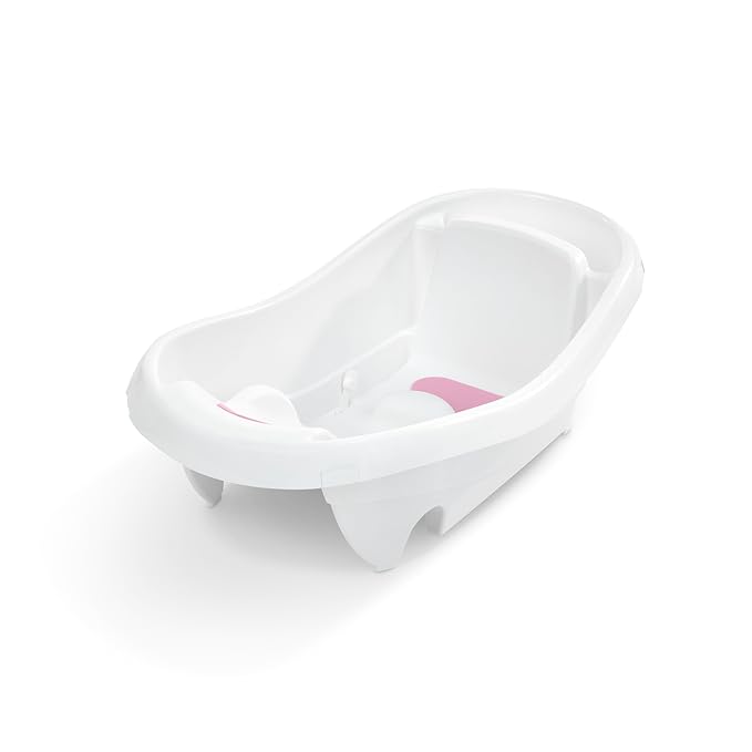 Ingenuity Comfy Clean Deluxe Newborn to Toddler Baby Bathtub, 3-in-1 with Removable Sling, Padded Backrest, 0-24 Months, Pink