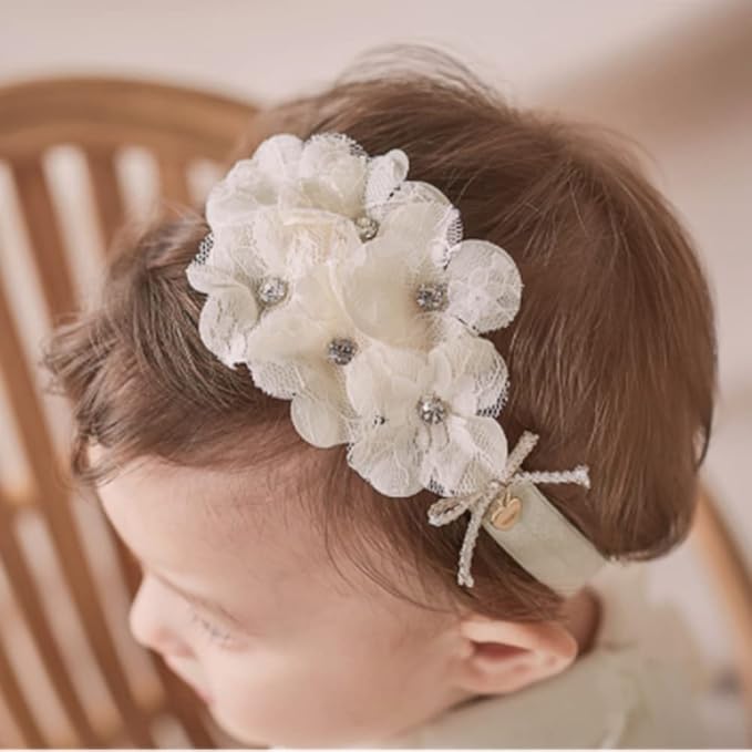 Lace Flower Bow-knot Baby Girls Headband Birthday Infant Wrap Elastic Baby Turban Hairband for Newborn Infant Toddler Kids (Style 11)