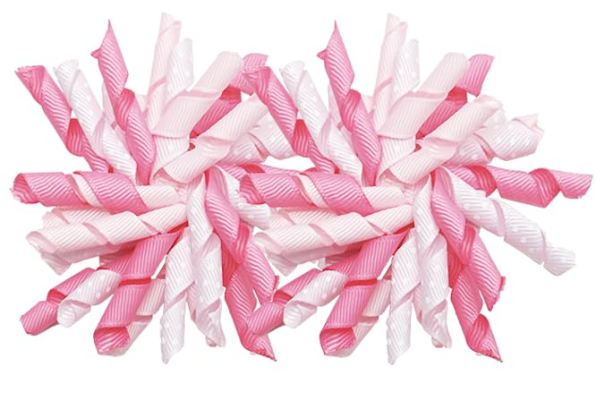 Yxiang 2PCS Pink Korker Bows for Girls 3'' Curly Bow Hair Clip Ribbon Ponytail Bows Alligator Clip Hair Barrette for Girls Toddlers Kids (Pink)