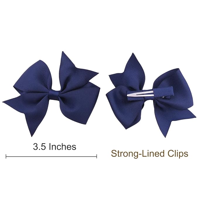 24 Colors Boutique Hair Bow Clips for Little Girls Grosgrain Ribbon Bow Alligator Hair Clip Toddler Baby Girl Kids Teens Hair Accessories (24 pcs/3.5 Inch Swallow Tail)