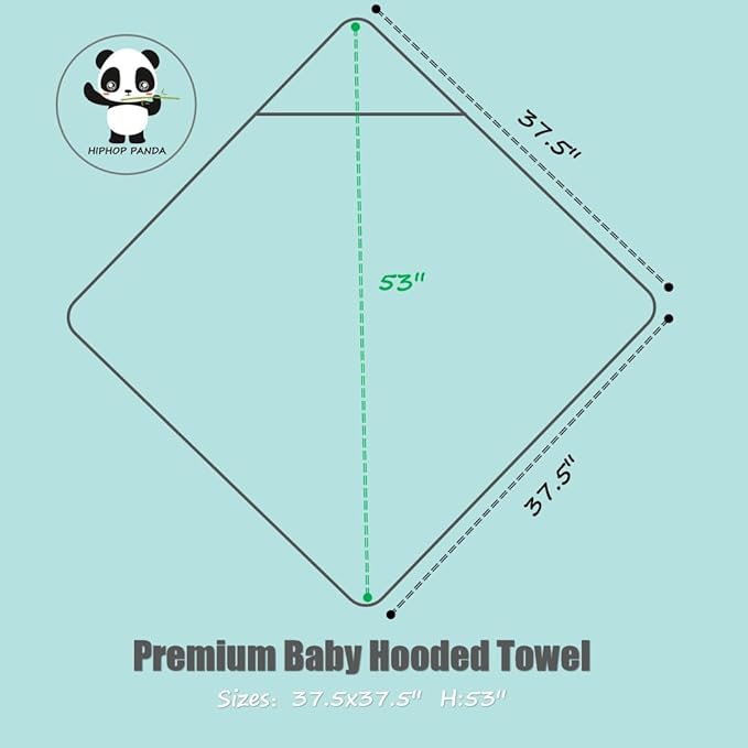 HIPHOP PANDA Hooded Towel - Rayon Made from Bamboo, Bath Towel with Bear Ears for Newborn, Babie, Toddler, Infant - Absorbent Large Baby Towel - Monkey, 37.5 x 37.5 Inch
