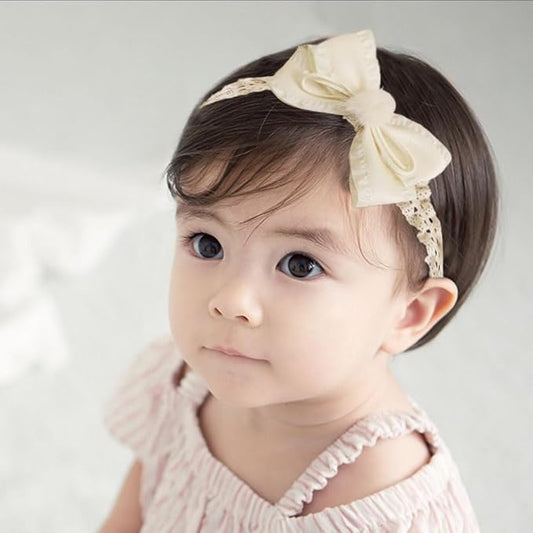 Baby Girls Cute Lace Bow Headband Soft Cotton Elastic Hair Accessories for Toddlers Newborns Ideal for Birthdays Baby Shower Photoshoots Special Occasions