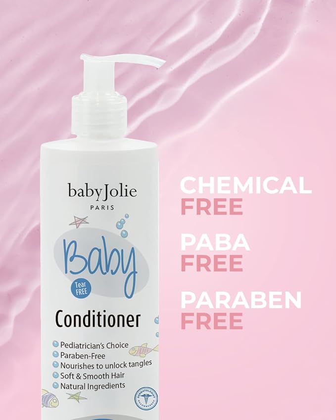 Baby Jolie Tear-Free Bath Essentials for Infants and Toddlers | Shampoo 7.5oz + Hair Conditioner 7.5oz