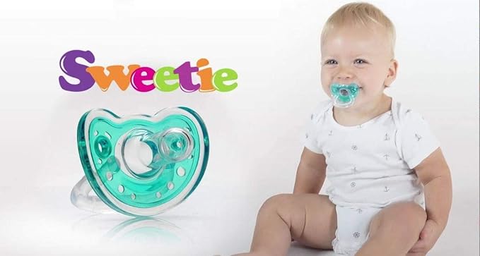 Sweetie Silicone Pacifier Refuser Soother 100% Silicone BPA Free 2 Count (Yellow)