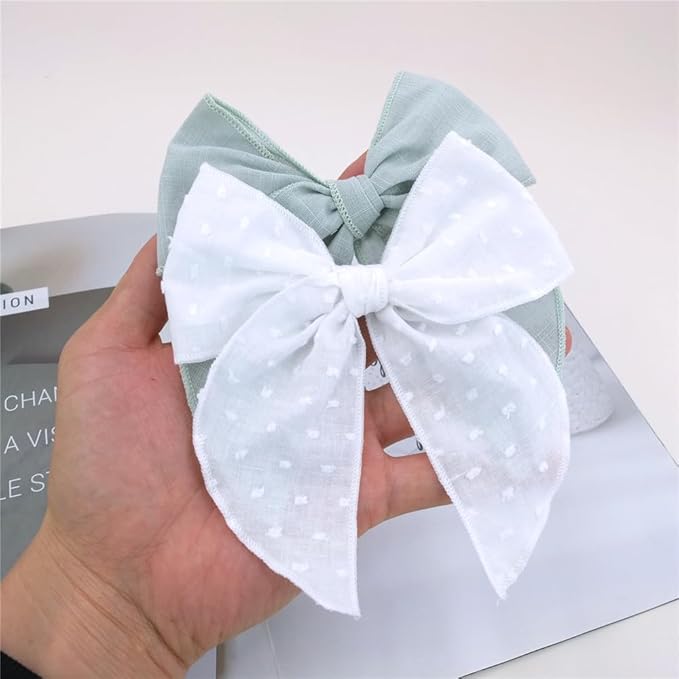 Pack of 4 Gorgeous Fable Bow Hair Clips for Girls Women Linen Hair Bow Alligator Clips Toddler Baby Mom Young Girl Hair Accessories (Leopard)