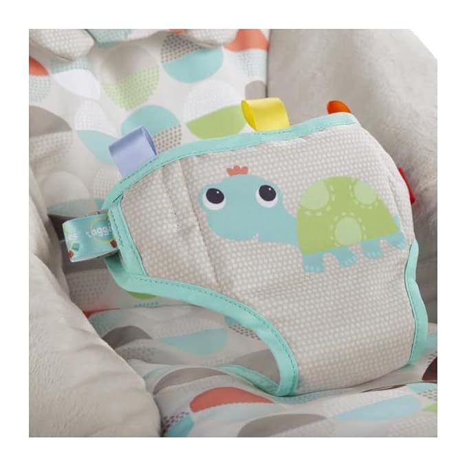 Bright Starts Baby Bouncer Soothing Vibrations Infant Seat - Taggies, Music, Removable -Toy Bar, 0-6 Months Up to 20 lbs (Happy Safari)