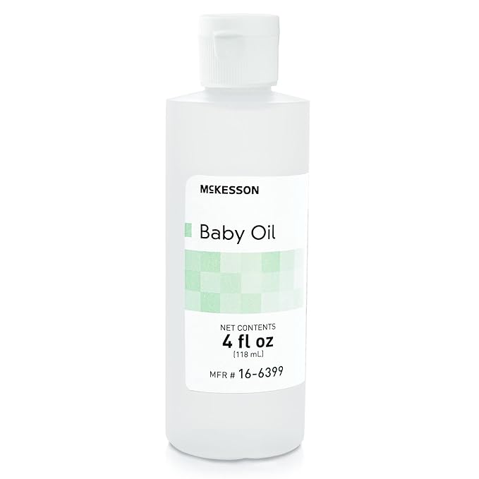 McKesson Baby Oil for Dry Sensitive Skin, Scented Mineral Oil to Prevent Moisture Loss, 4 oz, 96 Count
