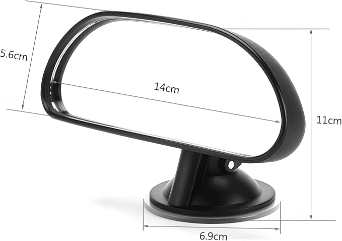 Universal Car Baby Mirror 360 Degree suction cup type Car Back Seat Baby View Mirror Adjustable Auxiliary Rear View Mirror 5.9Inch - Black
