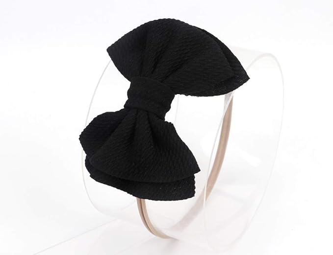 Baby Girl's 5 Inches Soft Double Bow-knot Nylon Headband Toddler Headdress for Photography Party Festivals (Black)