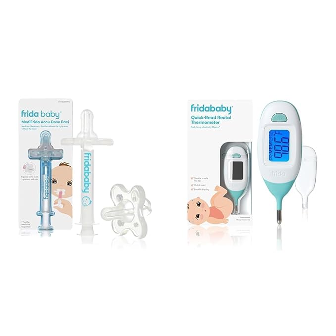 Frida Baby Medi Frida The Accu-Dose Pacifier Baby Medicine Dispenser & Quick-Read Digital Rectal Thermometer