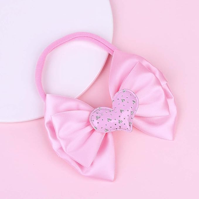 Love Heart Bow Headband for Baby Girls Valentines Hair Band Hair Accessories for Toddler TSFD23 (Pink 2 Layers Bow, One Size)