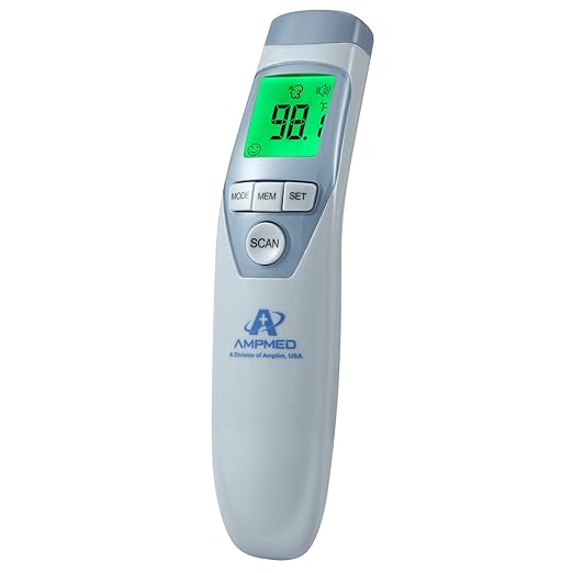 Amplim Medical Forehead Thermometer for Adults and Kids, Baby Thermometer No Touch Infrared with Fever Alarm, 1 Second Fast Reading, Memory Recall, Color LCD Display, Home Family Use