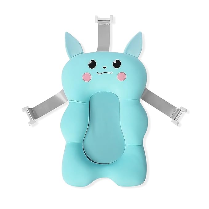 SONARIN Baby Bath Pad,Non-Slip Baby Bath Cushion Mat Infant Floating Bathtub Pad Newborn Bath Tub Seat Mat Soft Bath Pillow for Tub Adjustable Baby Shower Support Seat for Baby 0-12 Months(Blue)