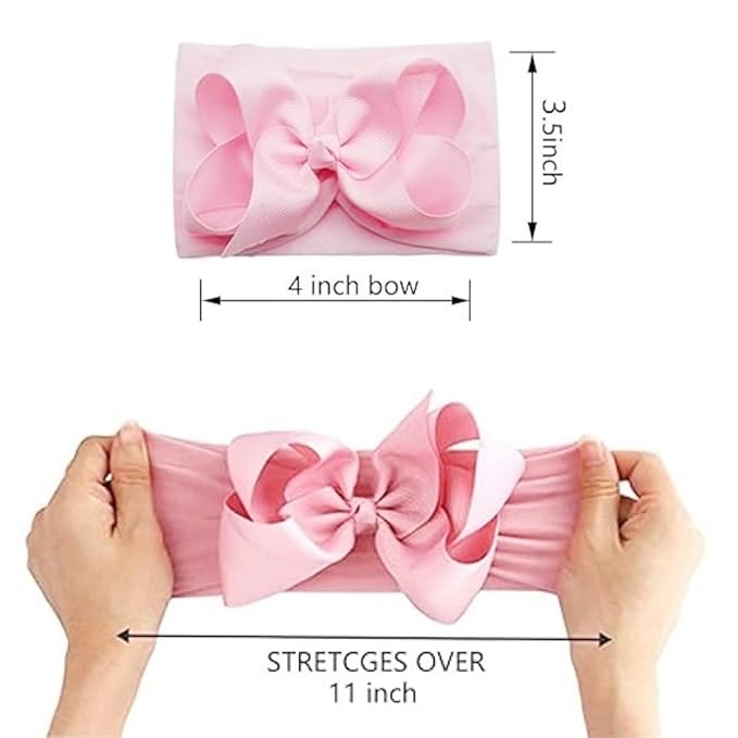 Yxiang 20PCS Baby Girl Bows Headbands, 4" Infant Bows Headbands Super Elastics Nylon Hairbands Cute Handmade Ribbon Bows for Babies Newborn Toddler (20 Colors)