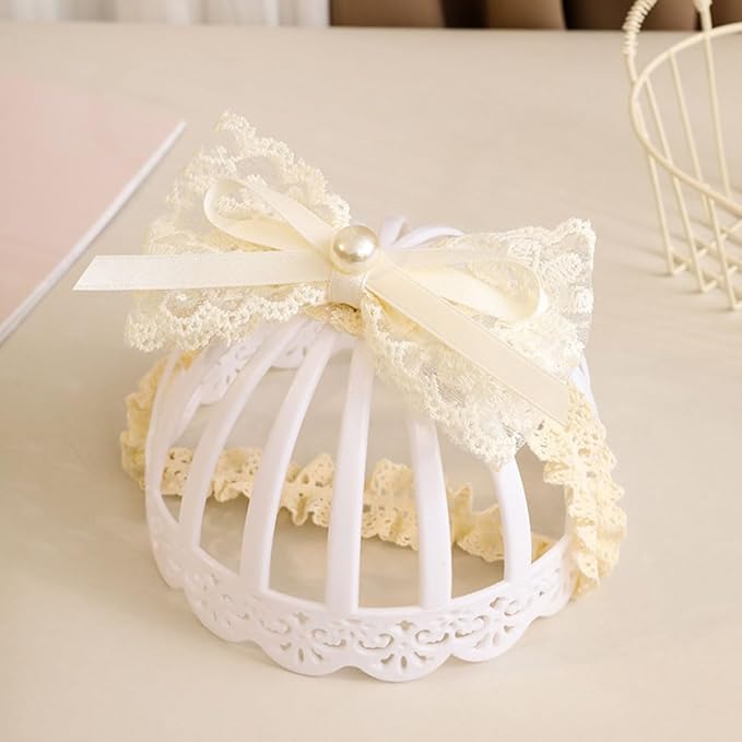 Cute Baby Girl Lace Headband Lace Bow Hair Accessories Elastic Bow Head Wrap for Newborn Infant Toddler Christening Baptism Party Hair Accessories for 0-36 Months (Ivory A, Free)