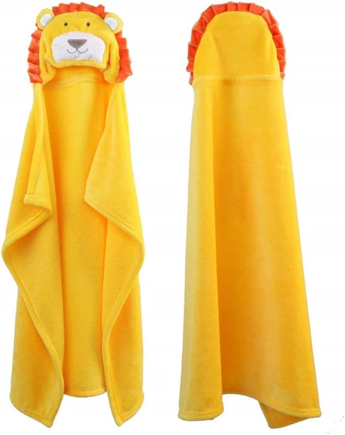 Vauwmsr Baby Hooded Blanket Ultra Soft Warm Newborn Infant Swaddle Wrap Bath Shower Towel, 25.6" x 39.4", Yellow