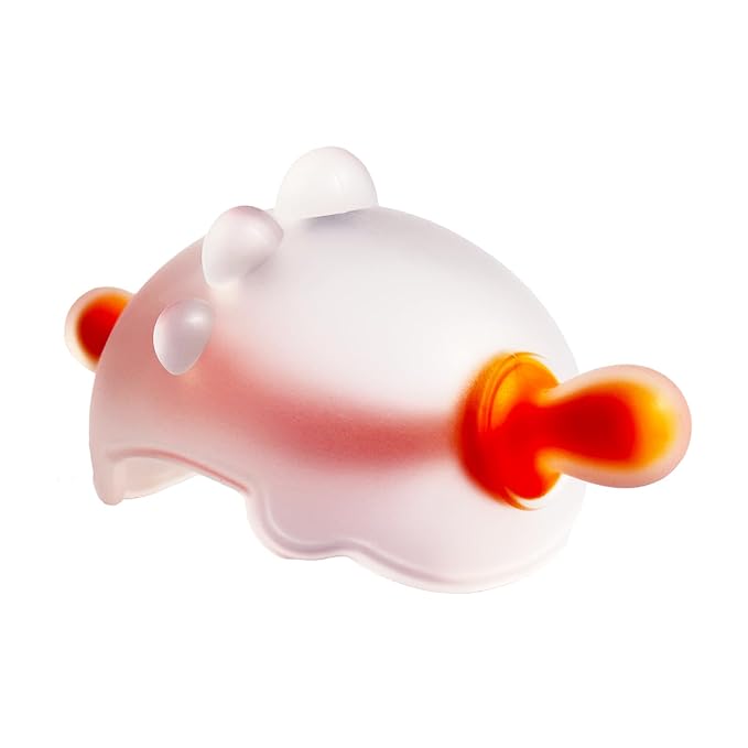 Baby Chew Toy for 6-12 Months – One-Piece Liquid Silicone Teether, No Glue No Gaps, Easy-Grip Dinosaur for On-the-Go Teething Relief, Includes Travel Case(Orange White)