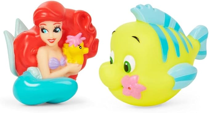Ariel Water Squirties - Bundle with 2 Pc Little Mermaid Squirt Toys, Stickers, and Door Hangers | Disney Bath Toys for Girls