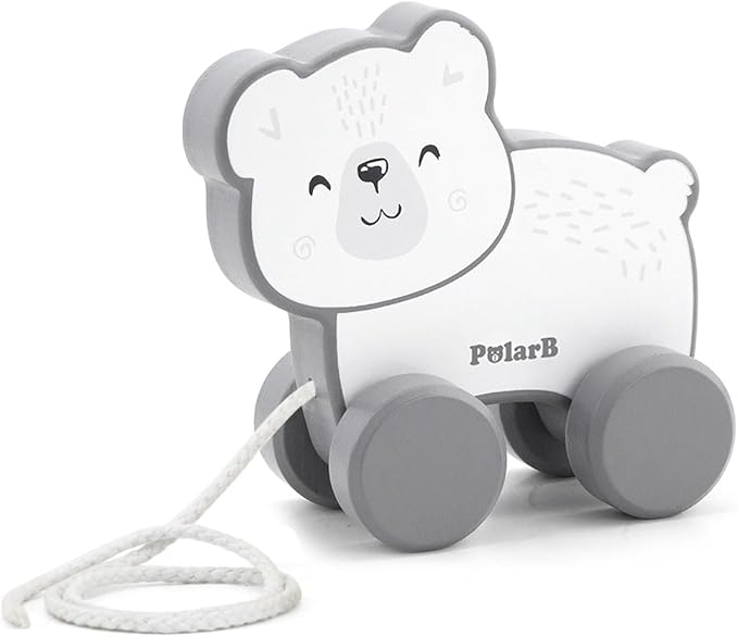 New Classic Toys Pull-Along Polar Bear Toy White Animal 18M+