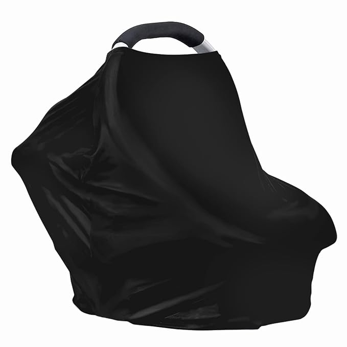 Solid Color Car Seat Nursing Breastfeeding Cover, Multi Use Cover Cozy Carseat Canopy Cover, Infant Babies Stroller Cover,Ultra Soft Stretchy Nurse Gifts - Black Breastfeeding Cover