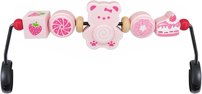 iGRATENS Baby Bouncer Toy Bar, Toy Bar for Baby Bouncer, Warm and Playful Pink Rainbow Design for Baby Girls, Easy to Attach and Remove, Child-Safe Paint, Safe for Babies