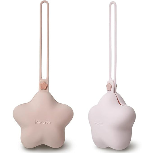 Moonkie Silicone Pacifier Holder Case, Cute Portable Pacifier Storage Case, 2 Pack