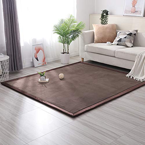 Loartee Nursery Rug Coral Velvet Crawling Rugs Mat Area Rugs Play Crawling Mat(4'11"x6'7", Coffee) for Toddler Children Play Mat Yoga Mat Exercise Pads Carpet