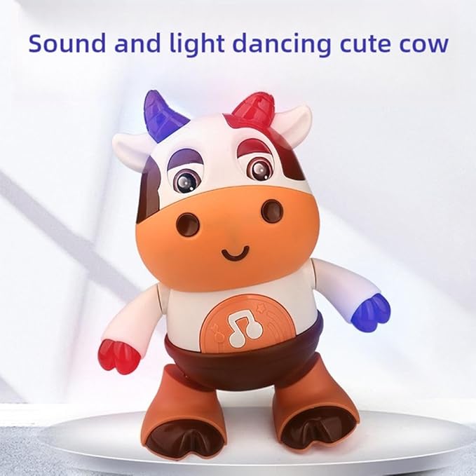 Upgrade Cow Light Up Dancing Cow, Singing and Dancing Cute Little Cow Music Lighting Swinging Dancing Robot Electric Doll Interactive Music Cow Crawling Toy with Music and Led Lights