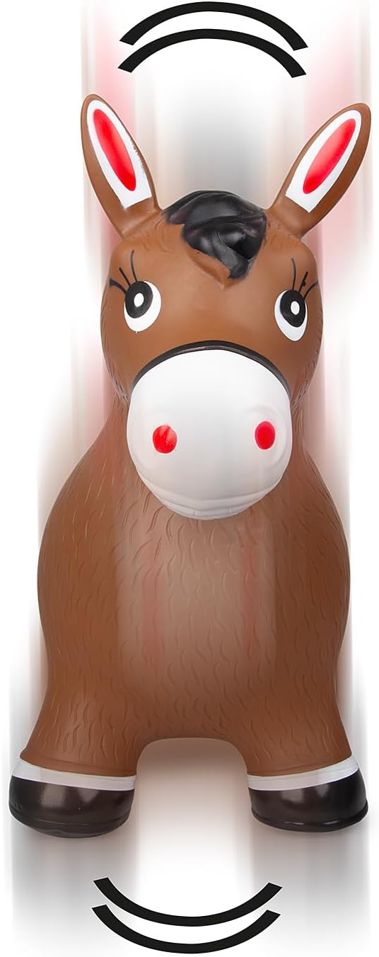 JAMARA 460597 Bouncy Horse with Pump-up to 50 kg, Promotes Balance and Motor Skills, Robust and Durable, Easy to Clean, Brown