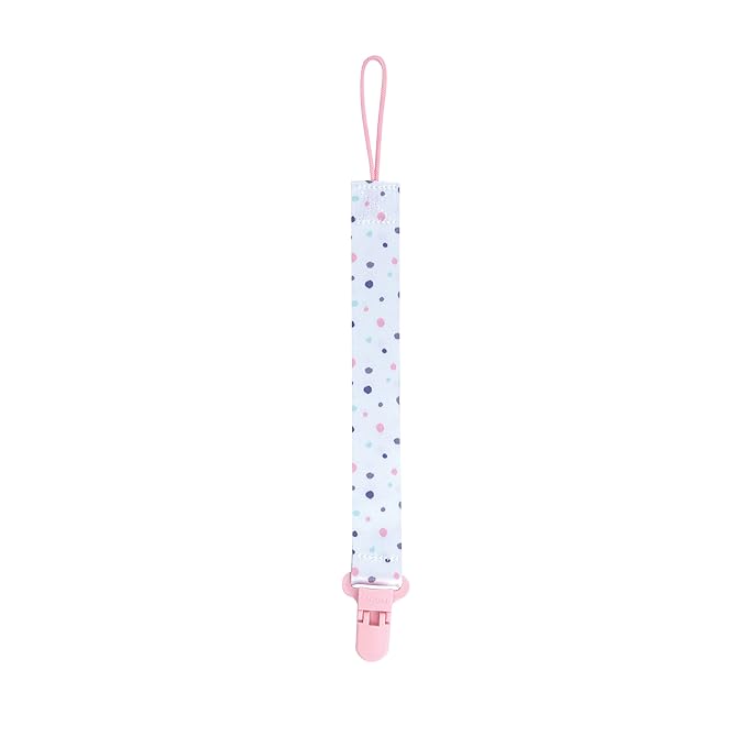Nuby Pacifinder Baby Pacifier Clip - (2-Pack) - Pacifier Holder Clip with Convenient Hook Loop - Flowers and Polka Dots