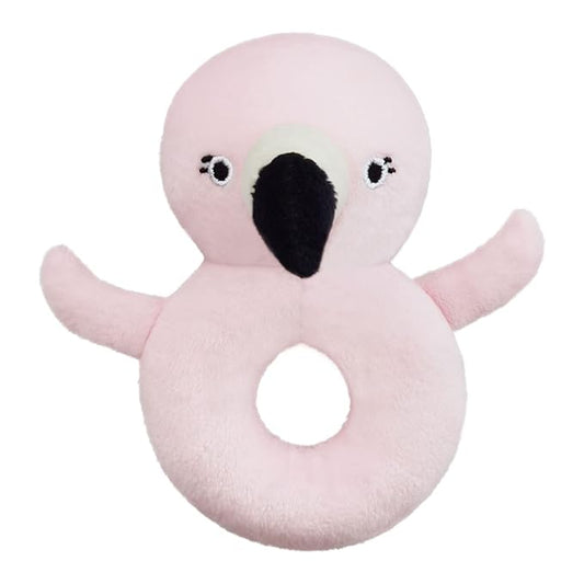 Baby Flamingo Soft Rattle Toy, Flamingo Plush Infant Shaker Rattle Easy-Grasp Stuffed Animal Toy, Gifts for Newborns Babies Toddlers Boys Girls, Pink, 5 Inches