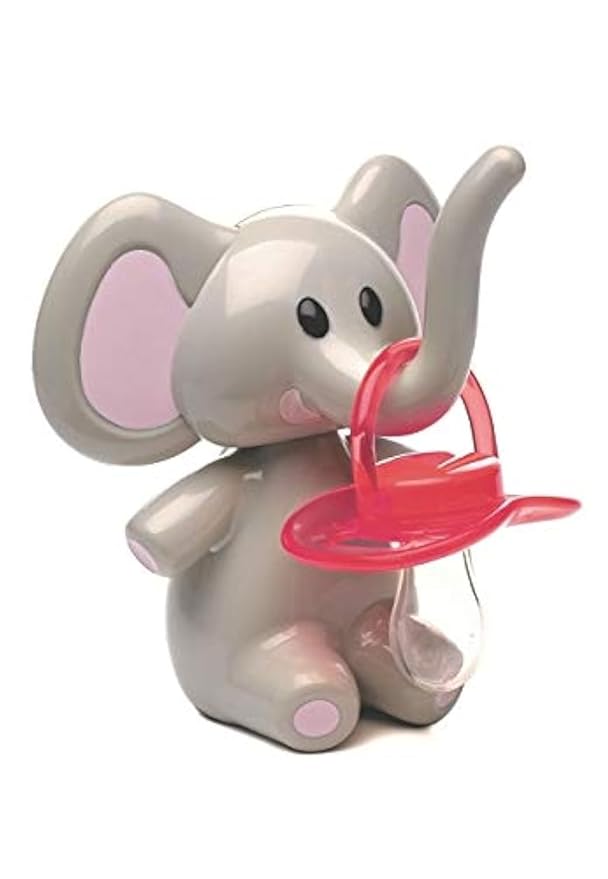 melii Elephant Pacifier Holder – Pacifier Storage – Grey with Pink Ears