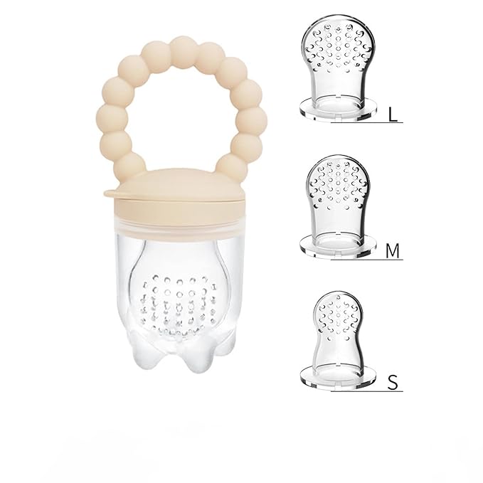Fruit Food Feeder Pacifier Fruit Pacifier Feeder Baby Teether Toy Silicone Fruit Feeder Baby Fruit Feeder Pacifiers (Khaki)