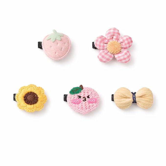 Baby Girl Hair Clips Non Slip for Thin to Thick Hair - No Damage Soft Barrettes for Newborn Infant Toddler - Cute Cartoon Hair Accessories Set (Pink)