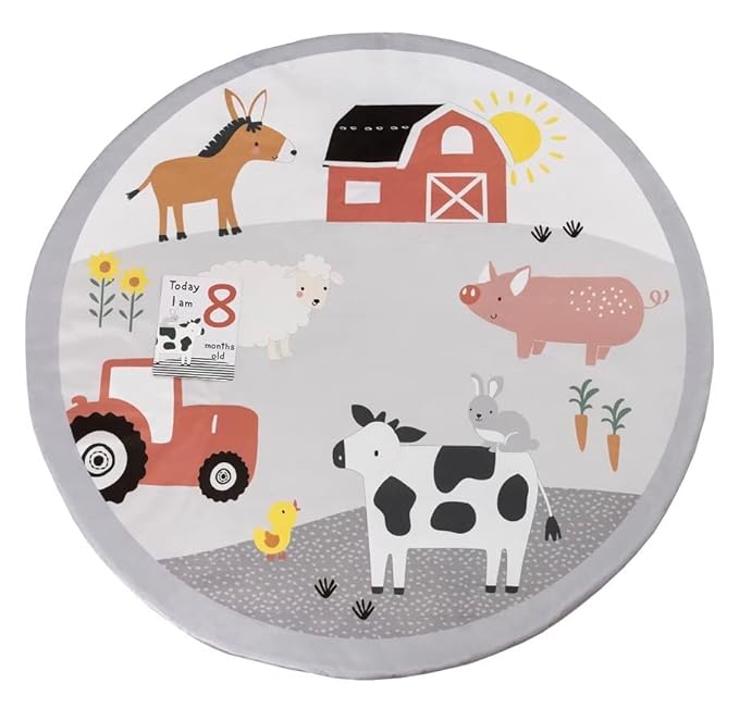Parent's Choice Milestone Playmat with Marker Cards, Boy, Girl, Tummy Time (Farm)