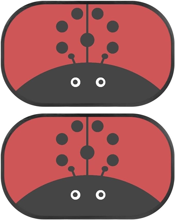 Bulopur 2 Pack Car Shades for Back Windows Baby Cute Ladybug Glare Shield Protection Easy to Install Mesh Car Window Covers Fit for Most Cars, Vehicles, SUVs