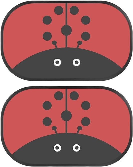 Bulopur 2 Pack Car Shades for Back Windows Baby Cute Ladybug Glare Shield Protection Easy to Install Mesh Car Window Covers Fit for Most Cars, Vehicles, SUVs