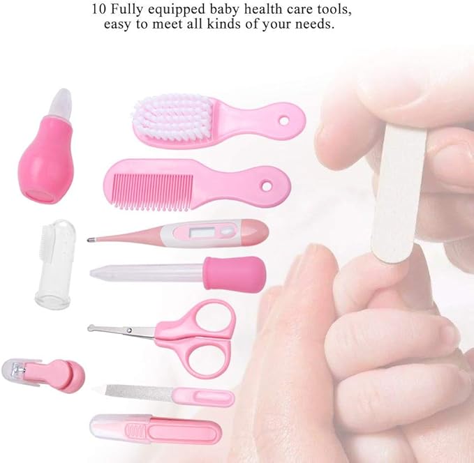 Baby Grooming Set, 10 in I Hair, Nail, Nose, Tooth and Ear Accessories Portable Grooming Kit for Baby Girl Or Baby Boy()