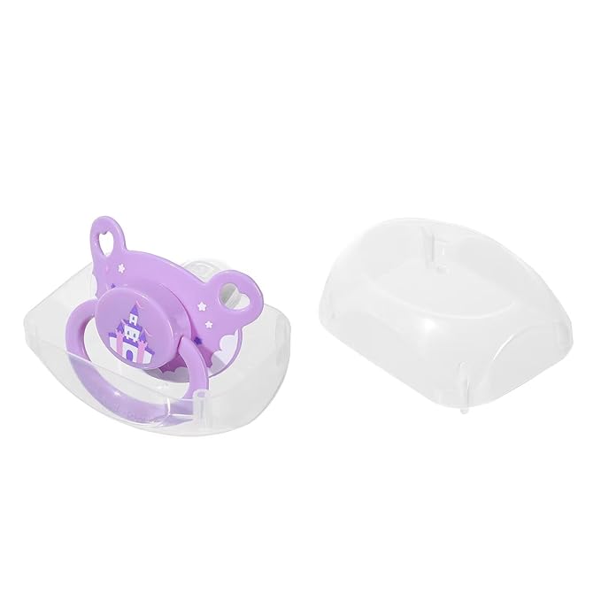 Landofgenie Adult Sized Pacifier Large Handle Large Shield Cute Print Paci Purple