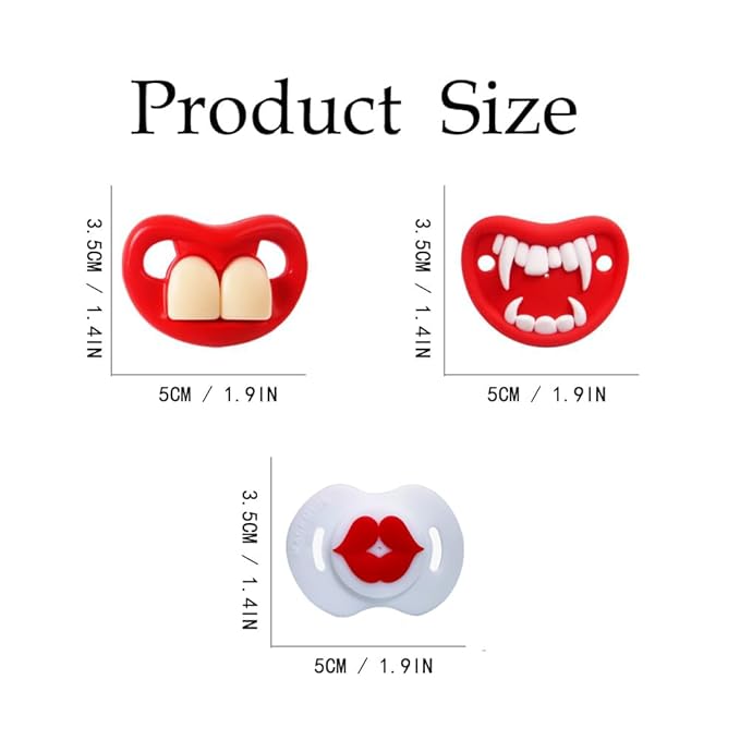 Funny Baby Pacifiers,Lips Pacifiers for Babies 3-18 Months,Baby Teeth and Vampire Pacifier Funny Pacifiers for Boys and Girls BPA Free