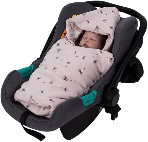 HOUSBAY Baby Blanket Newborn Blanket with Hooded Windproof Go Outside Warm Portable Swaddle Wrap in Basket Baby Safety Seats (Light Pink)