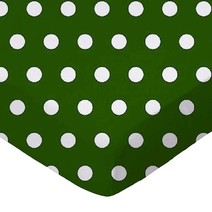SheetWorld Fitted 100% Cotton Percale Pack N Play Sheet Fits Graco Square Play Yard 36 x 36, Polka Dots Hunter Green, Made in USA