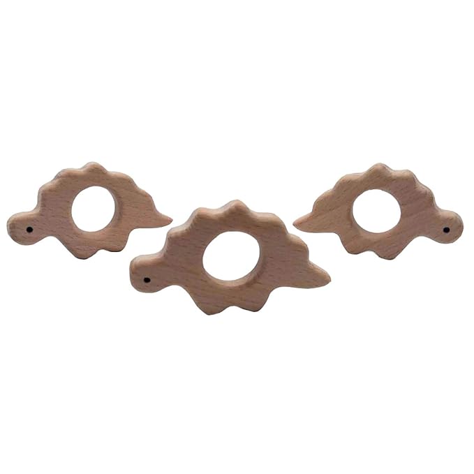 10pcs Lovely Cartoon Wood Dinosaur Pure Natural Animal Shape Beech Wooden Handmade Laser Printed Pattern DIY Necklace Pendant (Dinosaur)