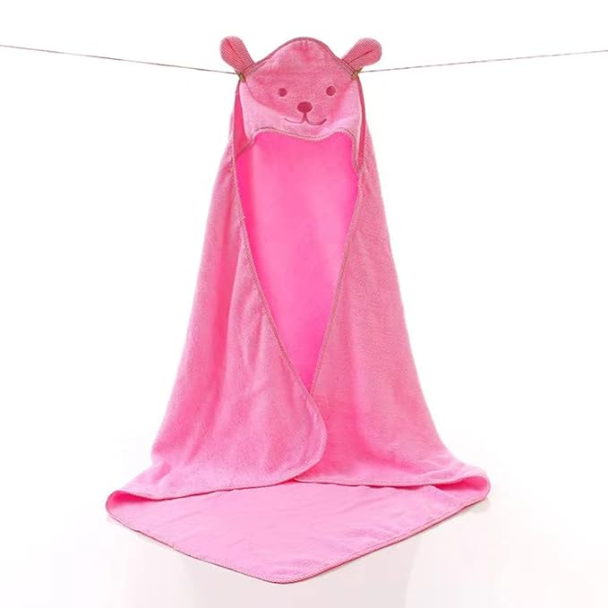 Baby Hooded Toddler Towel with Bear Ear- Soft and Thick 100% Cotton Bath Set for Kids Girls Boys Infant ad Toddler, Good Choice (Pink)