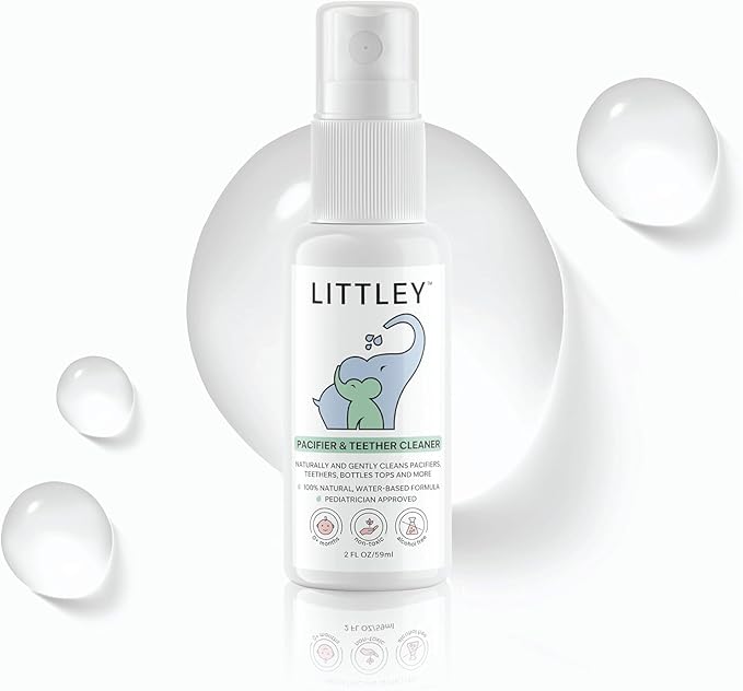 Littley Pacifier & Teether Cleaner | Alcohol‑Free HOCl Spray for Baby Pacifiers, Teethers, Bottles & High‑Touch Toys | Fragrance‑Free | Portable Travel Size | 2 oz