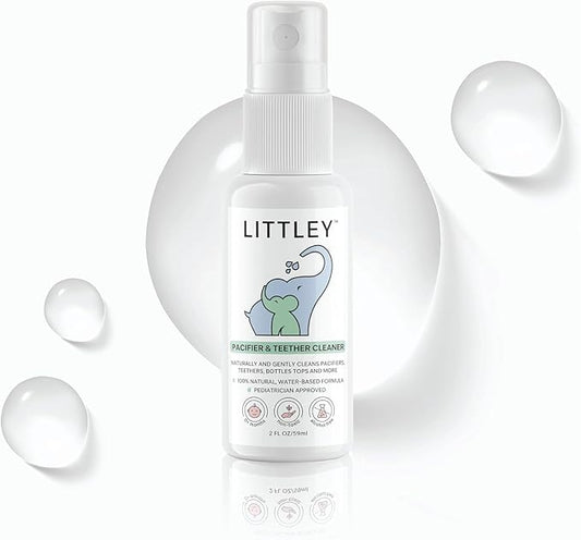 Littley Pacifier & Teether Cleaner | Alcohol‑Free HOCl Spray for Baby Pacifiers, Teethers, Bottles & High‑Touch Toys | Fragrance‑Free | Portable Travel Size | 2 oz